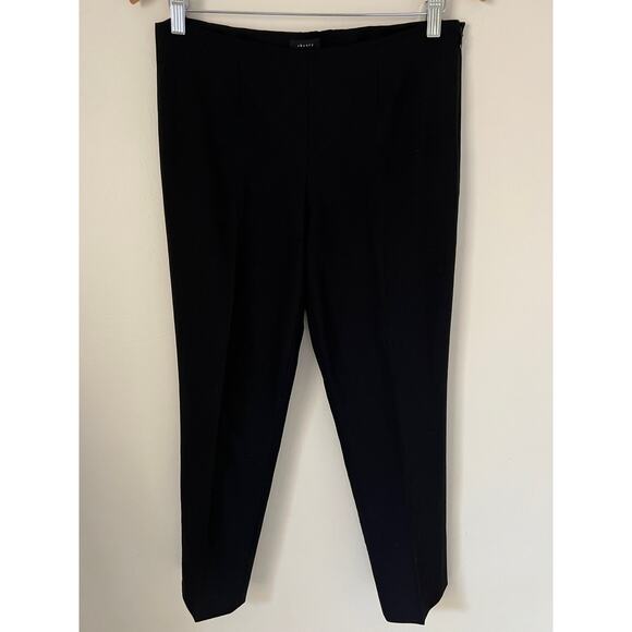 Theory Women’s Size 6 Belisa 2 Scroll Black Stretch Flat Front Tapered Leg Pants - Picture 1 of 8
